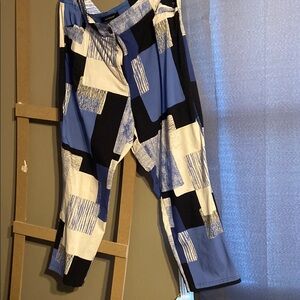 Blue and Black Geometric Pattern Pants